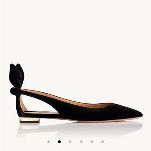 Aquazzura Bow Tie Flats. Suede, black. Size 39